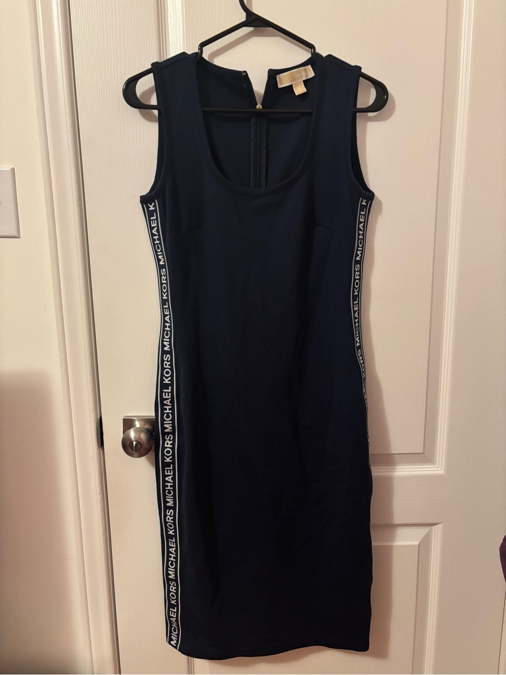 MICHAEL Michael Kors Navy Logo-Trim Midi Tank Dress